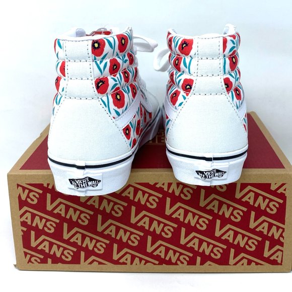 💖MEGA SALE💖VANS Sk8-HI Womens  Flowers White Leather  Cushion  VN0A5HXV891 - Picture 4 of 10